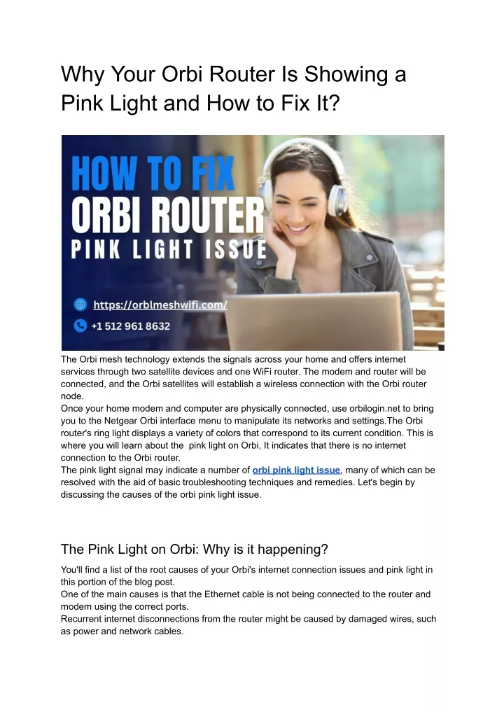 why your orbi router is showing a pink light