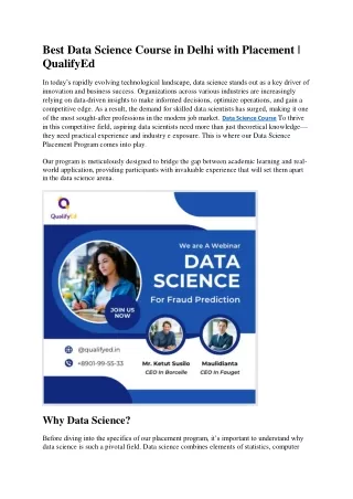 Best Data Science Course in Delhi with Placement