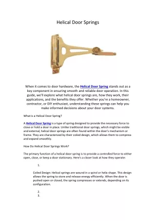 Helical Door Springs