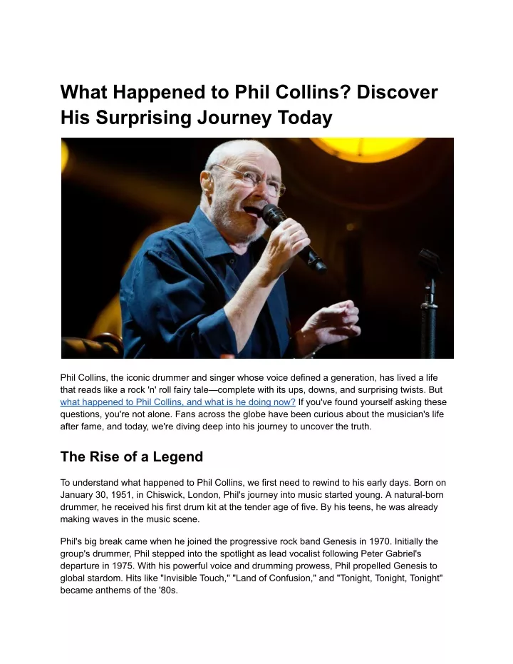 what happened to phil collins discover