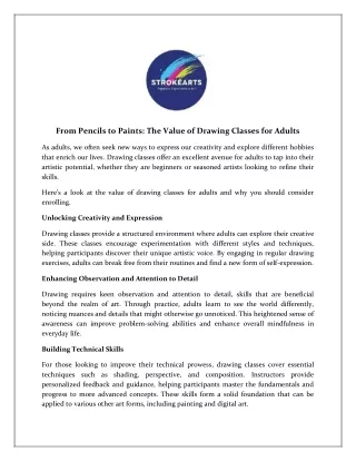 Discover the Value of Drawing Classes for Adults