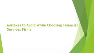 Mistakes to Avoid While Choosing Financial Services Firms