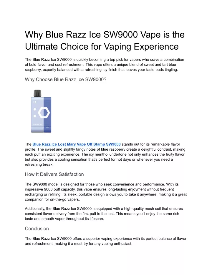 why blue razz ice sw9000 vape is the ultimate