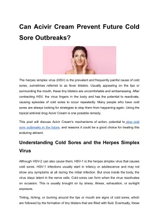 can acivir cream prevent future cold