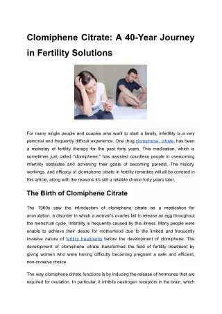 clomiphene citrate a 40 year journey