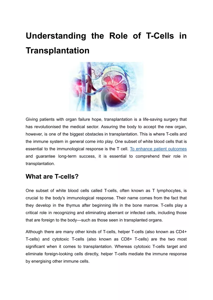 understanding the role of t cells in