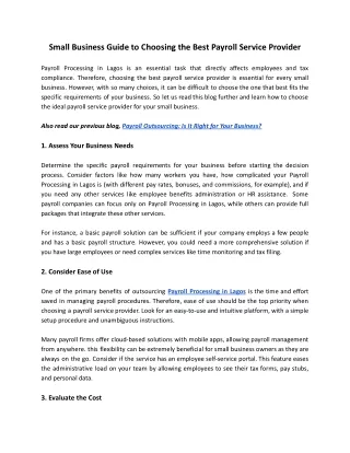 Small Business Guide to Choosing the Best Payroll Service Provider