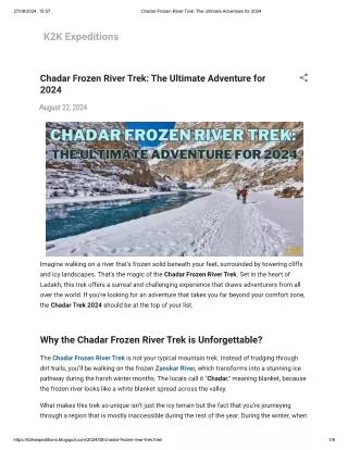 "The Magic of the Chadar Frozen River Trek: Tales from the Icy Frontier"