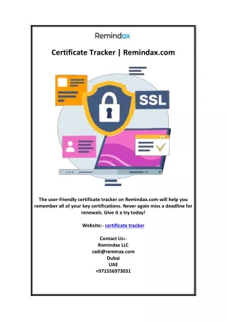 certificate tracker remindax com