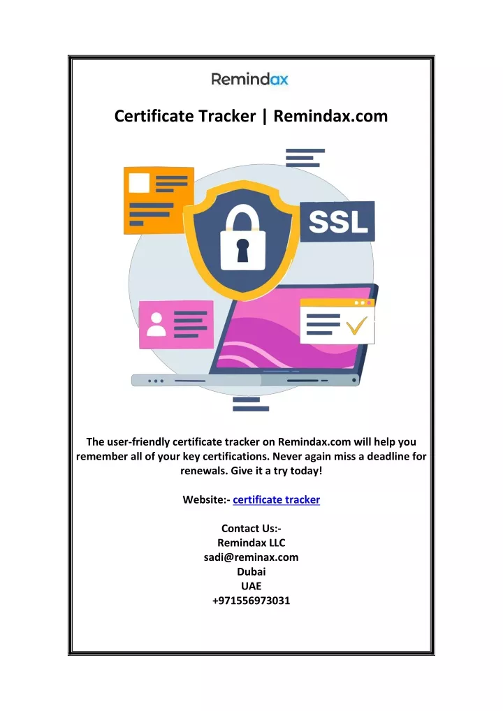 certificate tracker remindax com