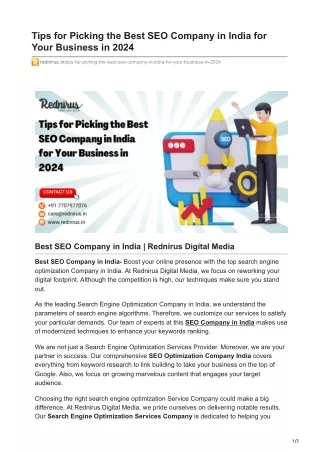 Tips for Picking the Best SEO Company in India for Your Business in 2024