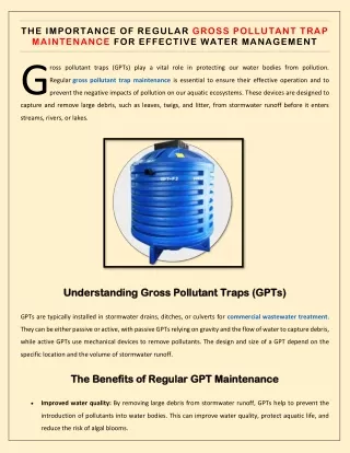 The Importance of Regular Gross Pollutant Trap Maintenance for Effective Water Management