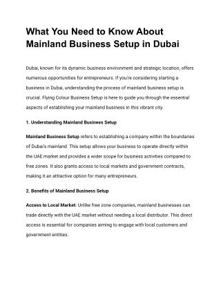 what you need to know about mainland business