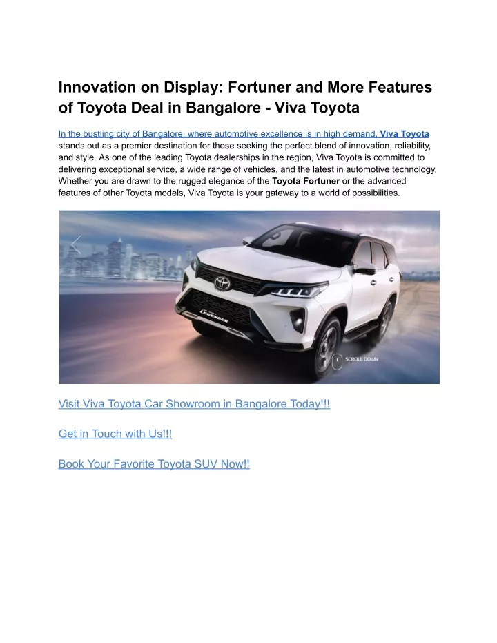 innovation on display fortuner and more features