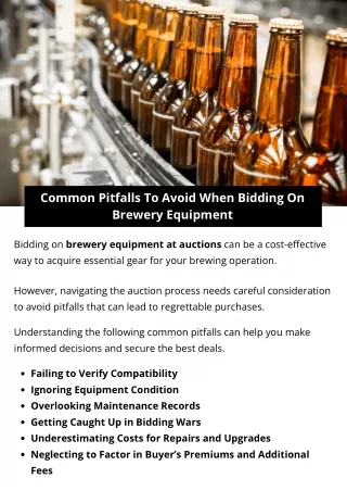 common pitfalls to avoid when bidding on brewery