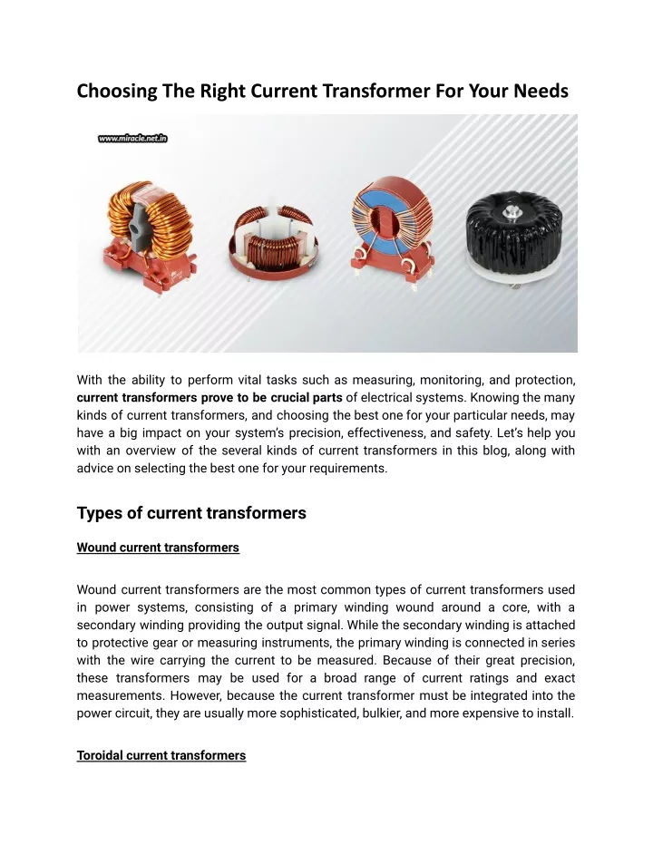 choosing the right current transformer for your