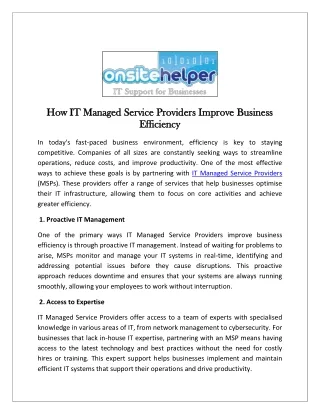 how it managed service providers improve business