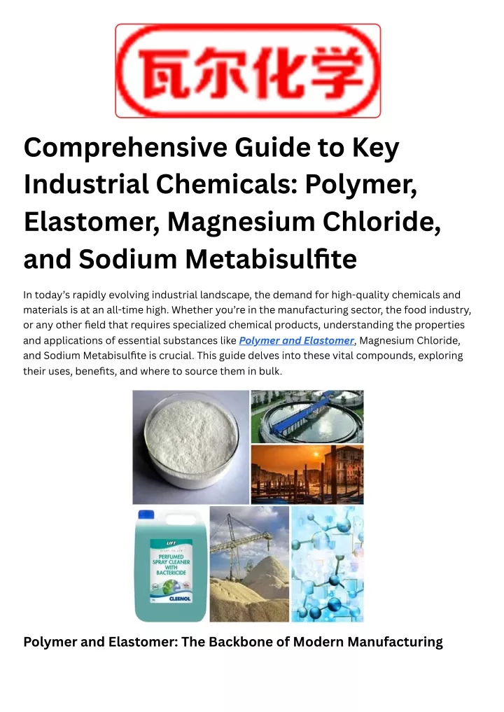 comprehensive guide to key industrial chemicals