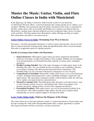 Master the Music Classes in India with Musicintuit