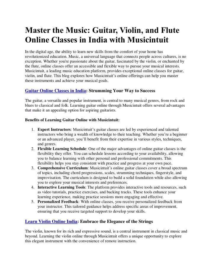 master the music guitar violin and flute online