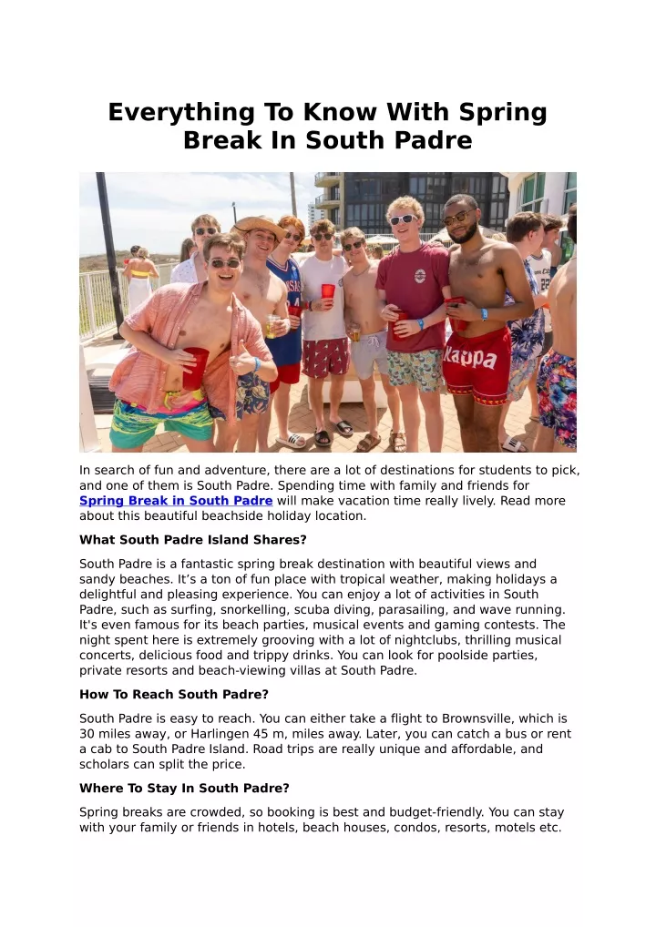 everything to know with spring break in south