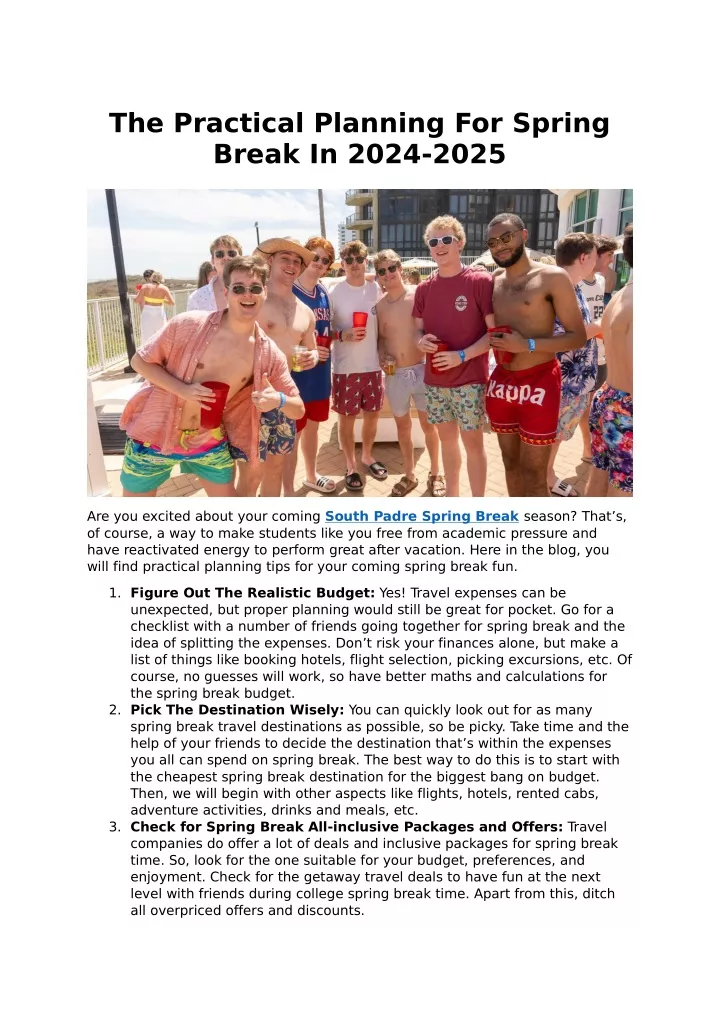 the practical planning for spring break in 2024