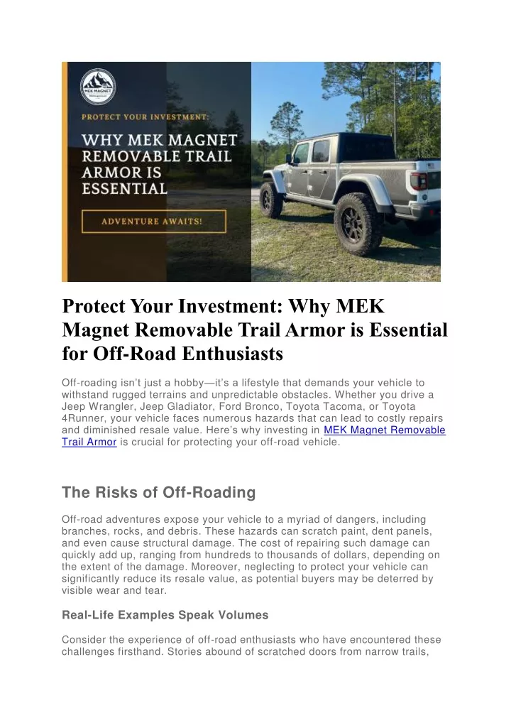 protect your investment why mek magnet removable