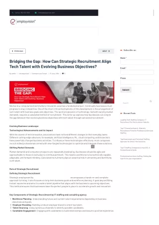 Bridging the Gap: How Can Strategic Recruitment Align Tech Talent with Evolving