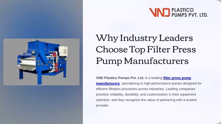 why industry leaders choose top filter press pump