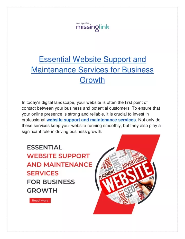 essential website support and maintenance