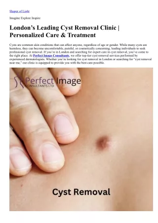 London’s Leading Cyst Removal Clinic | Personalized Care & Treatment