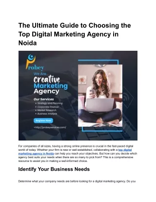 The Ultimate Guide to Choosing the Top Digital Marketing Agency in Noida