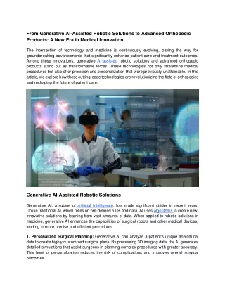 15. From Generative AI-Assisted Robotic Solutions to Advanced Orthopedic Products_ A New Era in Medical Innovation