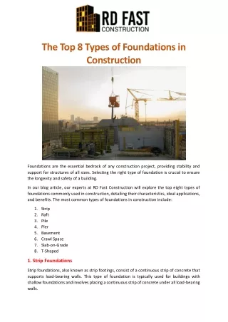 The Top 8 Types of Foundations in Construction