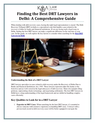 Best DRT Lawyers in Delhi for Expert Legal Support