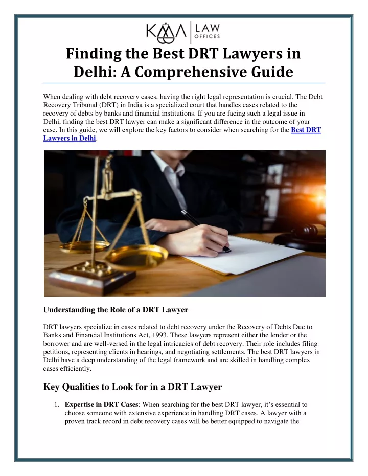 finding the best drt lawyers in delhi