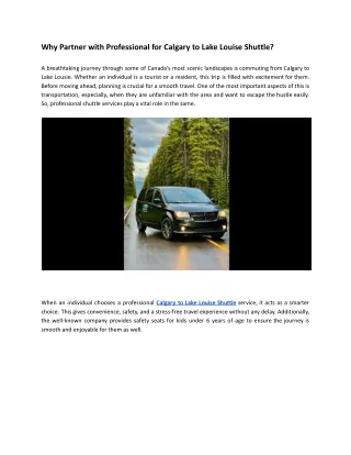 Why Partner with Professional for Calgary to Lake Louise Shuttle?