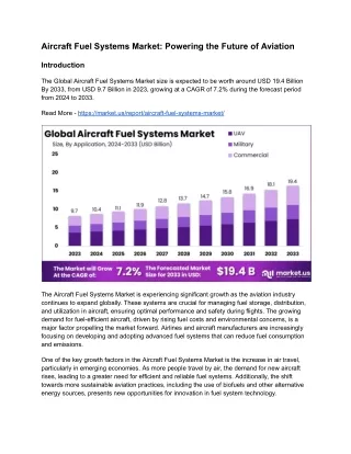 Aircraft Fuel Systems Market: Pioneering Fuel Innovations