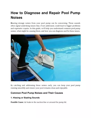 How to Diagnose and Repair Pool Pump Noises