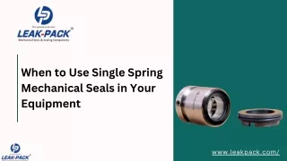 When to Use Single Spring Mechanical Seals in Your Equipment - Leakpack