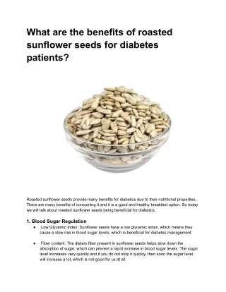 What are the benefits of roasted sunflower seeds for diabetes patients