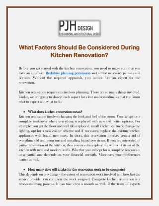 What Factors Should Be Considered During Kitchen Renovation