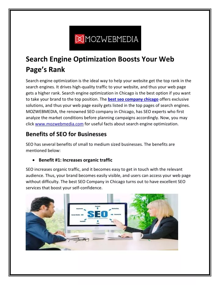 search engine optimization boosts your web page