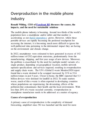 Overproduction in the mobile phone industry