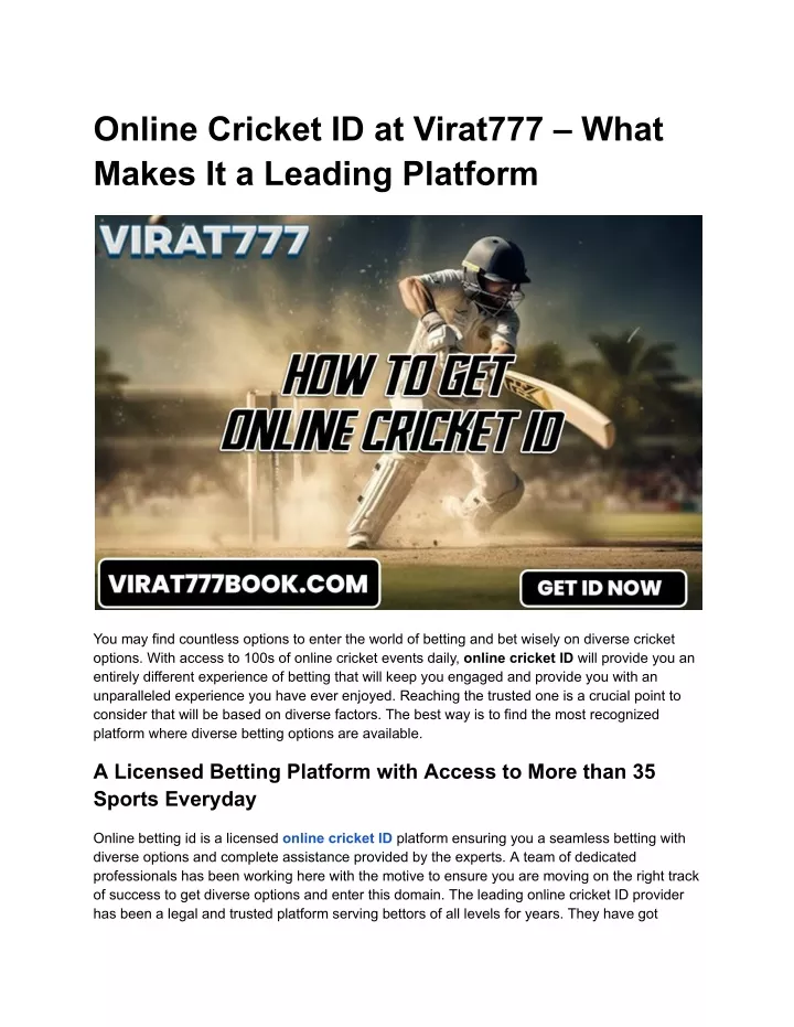 online cricket id at virat777 what makes