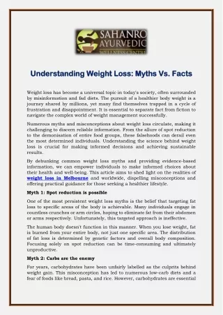 Understanding Weight Loss- Myths Vs. Facts