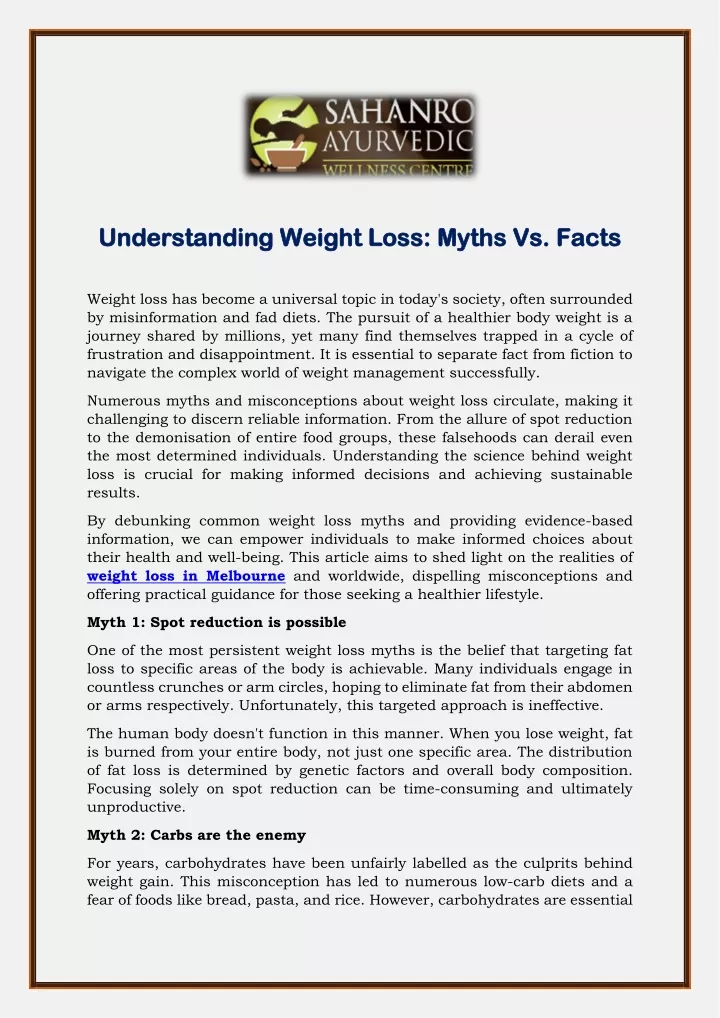 understanding understanding weight loss