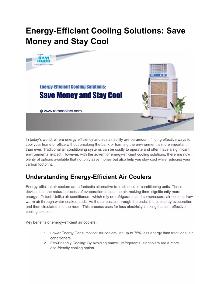 energy efficient cooling solutions save money