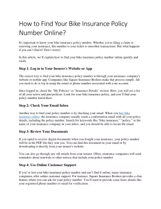 how to find your bike insurance policy number