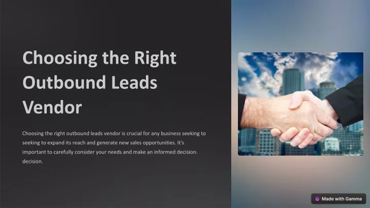 choosing the right outbound leads vendor